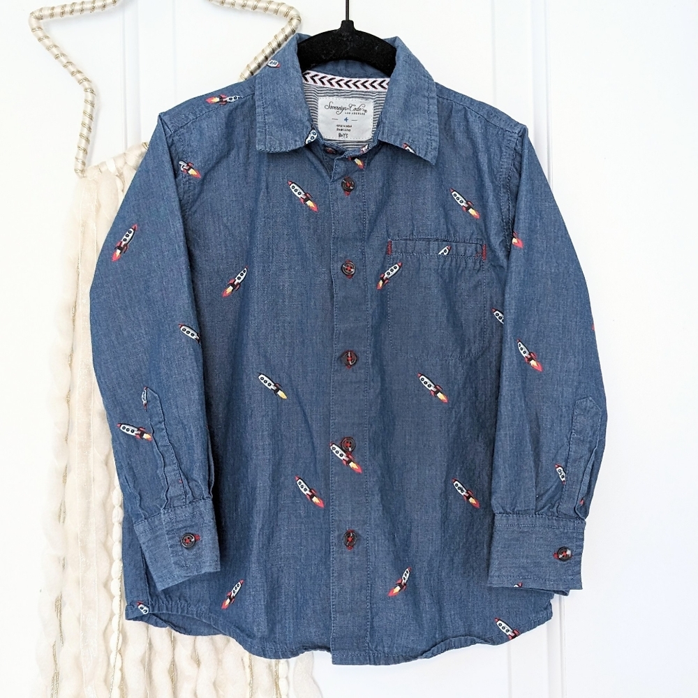 Sovereign Code Rocket Ship Button Up, Size 4